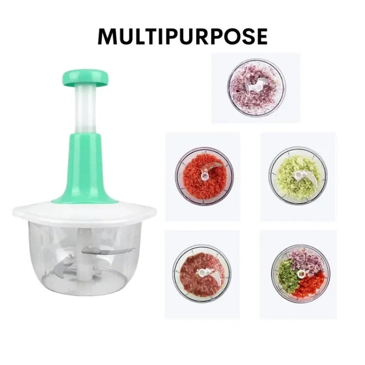 Manual Hand Push Chopper | Multi-functional Vegetable Meat Grinder, Grater - 1.5 Liter