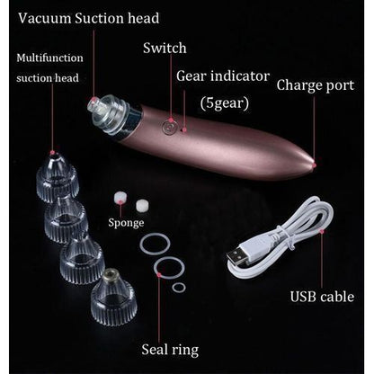 Blackhead Remover Face Acne Black Dot Pimple Electric Black head Vacuum Cleaner Pore Skin Care Tools Machine 4 Replacement Head (random color)